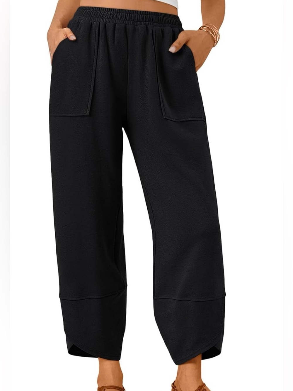 Women’s Barrel Leg Baggy Waffle Knit Pants